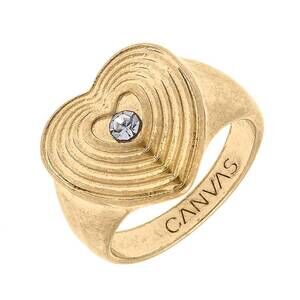 NEW CANVAS STYLE women's zoey chunky heart ring in worn gold